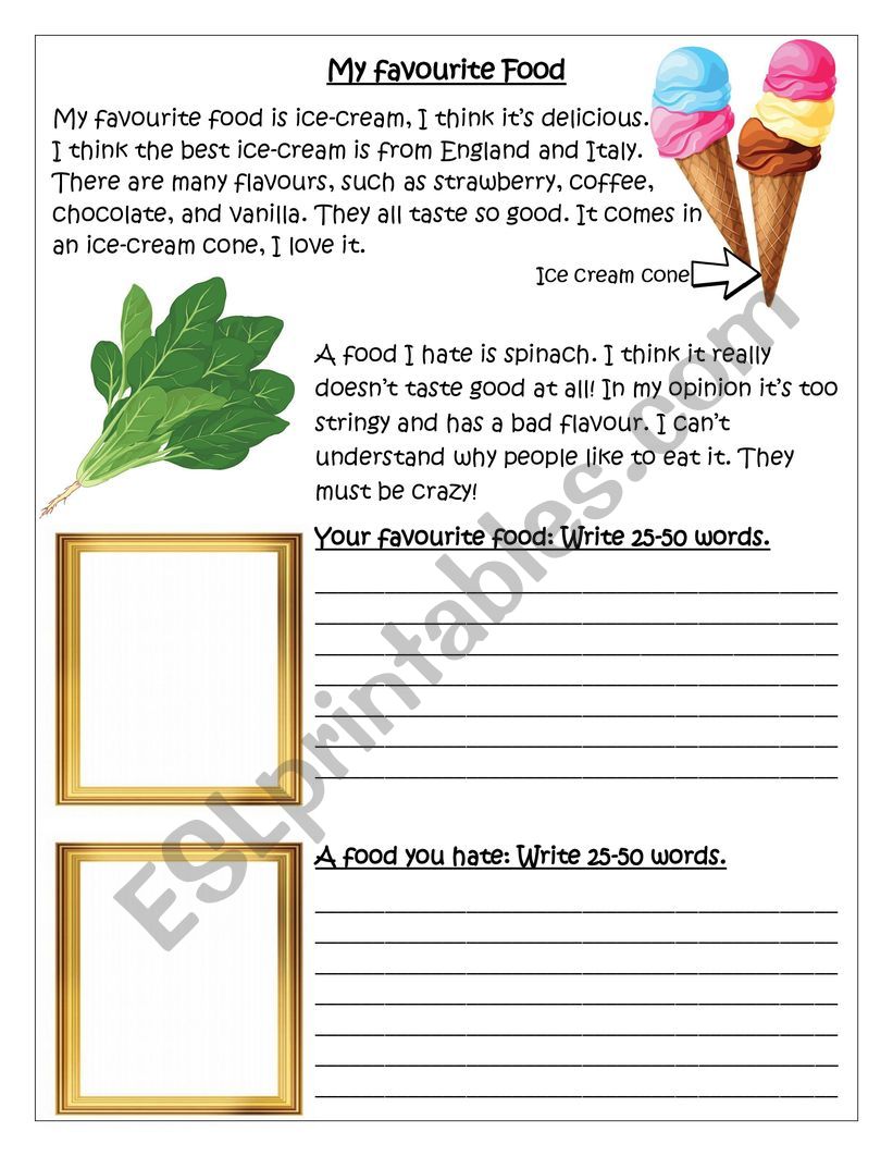 My favourite food worksheet