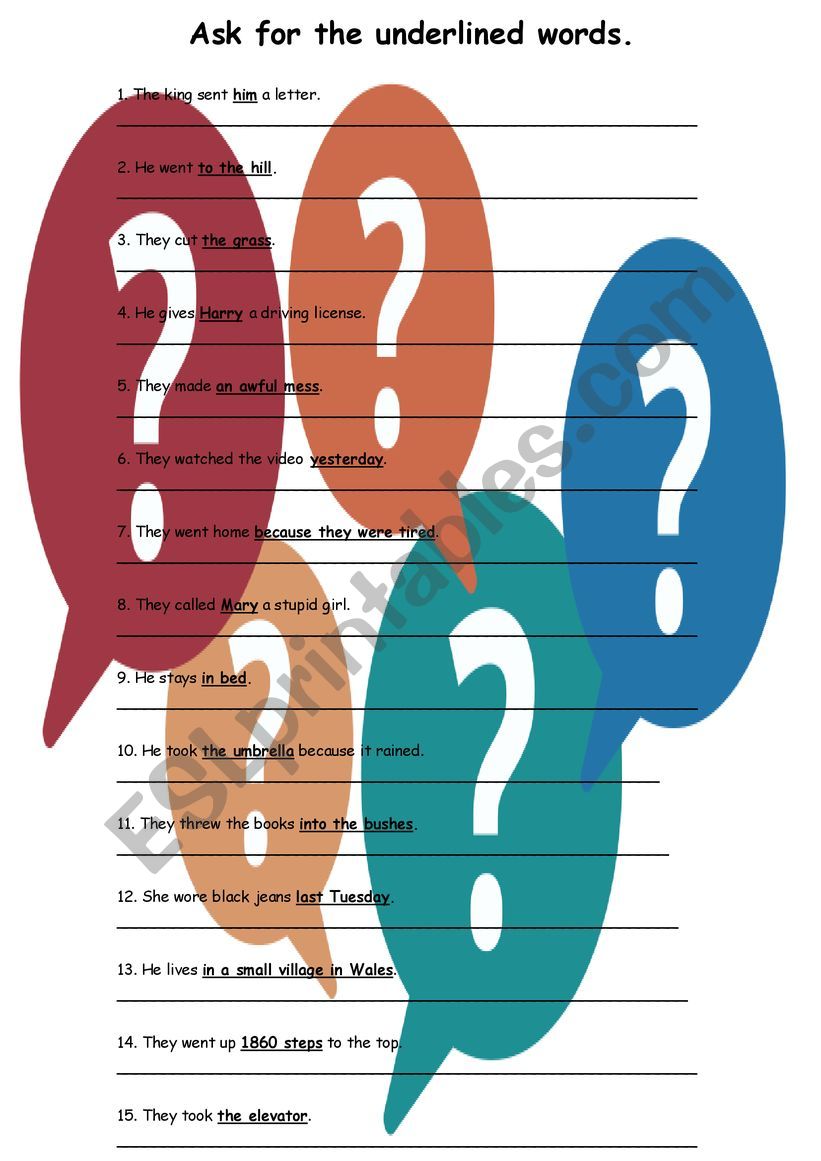 Asking Questions worksheet