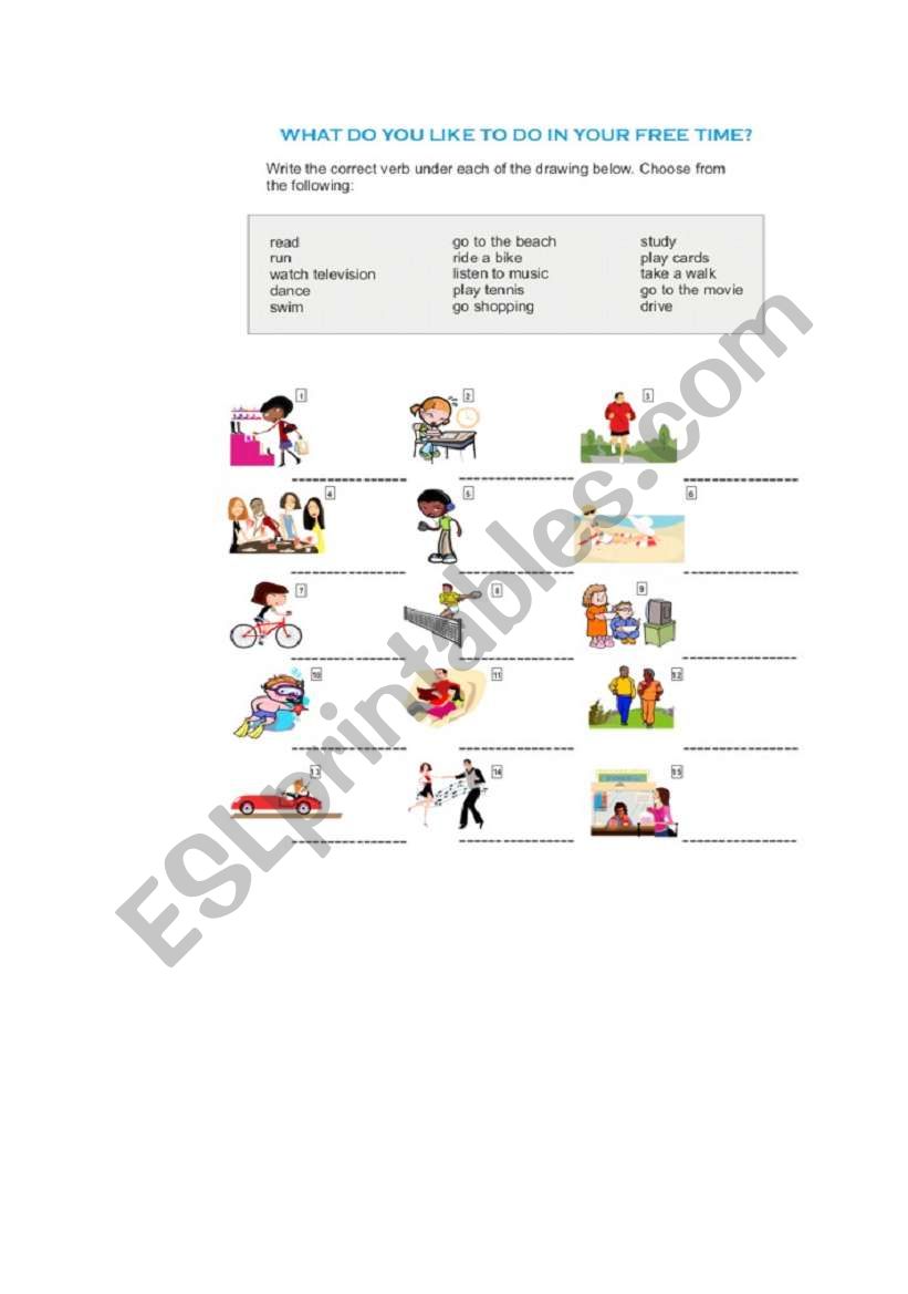 free time activities worksheet