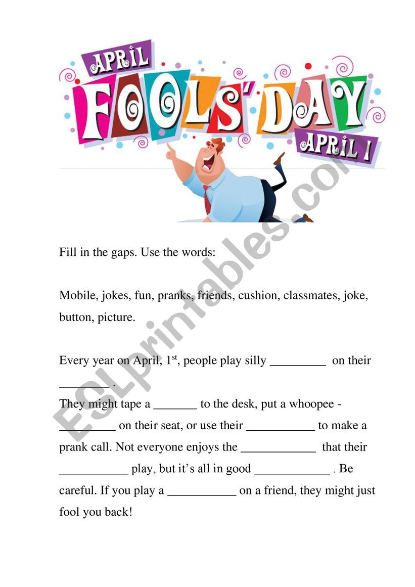 April Fools Day exercise worksheet