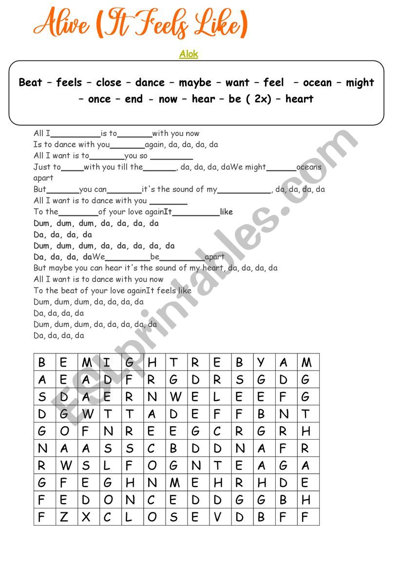 Alive - alok worksheet