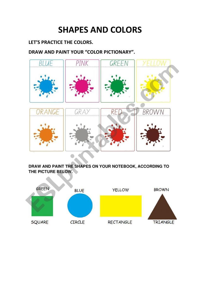 SHAPES AND COLORS worksheet