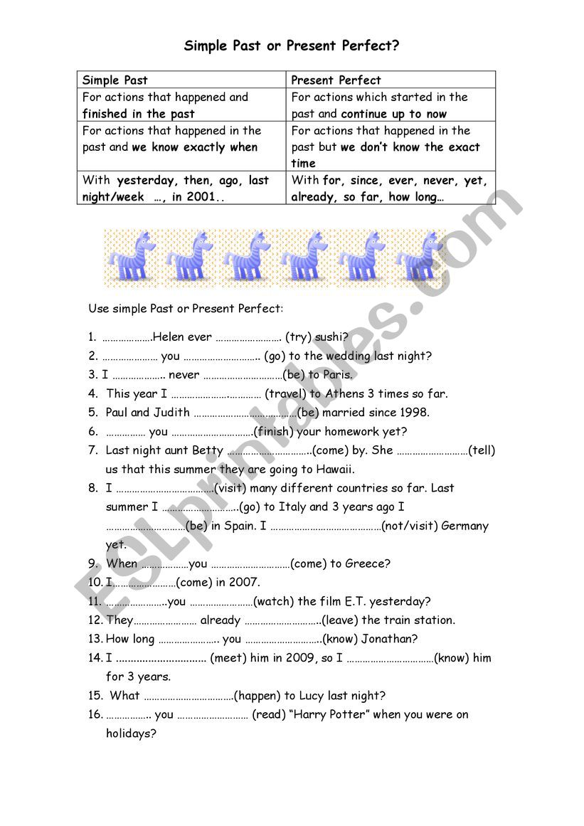 PRESENT PERFECT worksheet