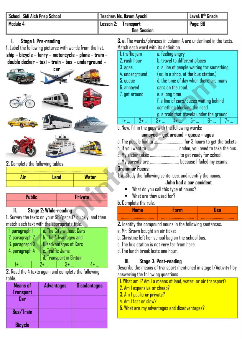 8th Grade - Module 4 - Lesson 2 - Transport + Group Session