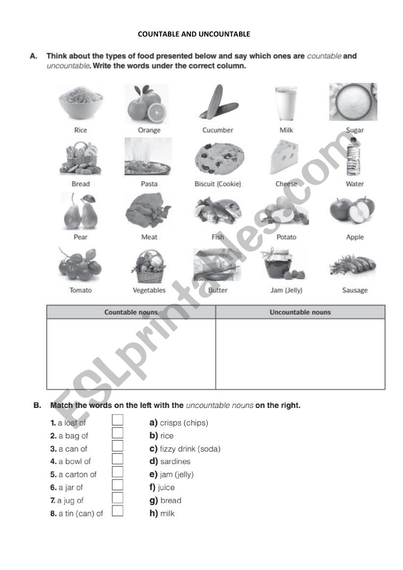 countable or uncountable - exercises