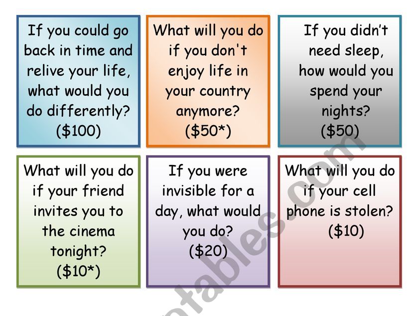 Conversation Cards First and Second Conditionals