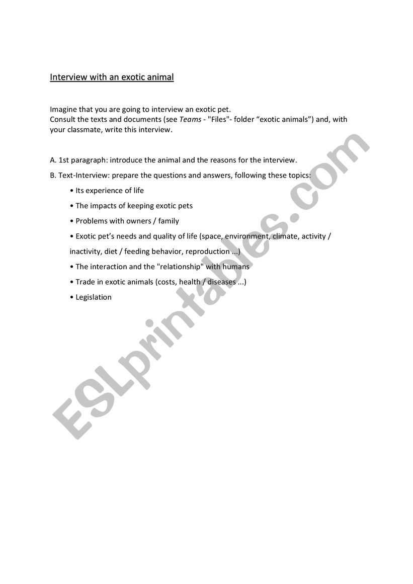 animals worksheet
