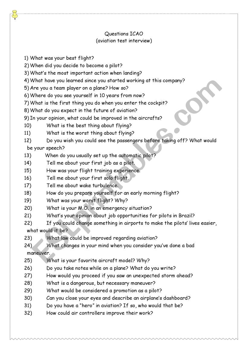 ICAO oral test preparation worksheet