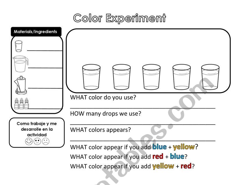 Color Experiment worksheet
