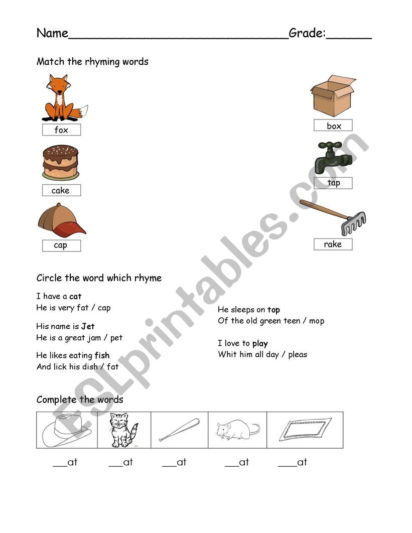 Rhyme test! worksheet