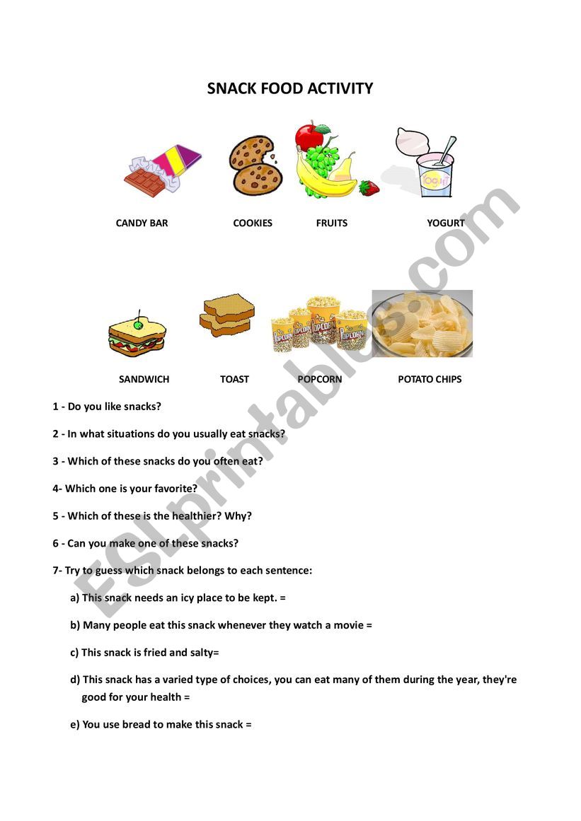 Snack Conversation worksheet