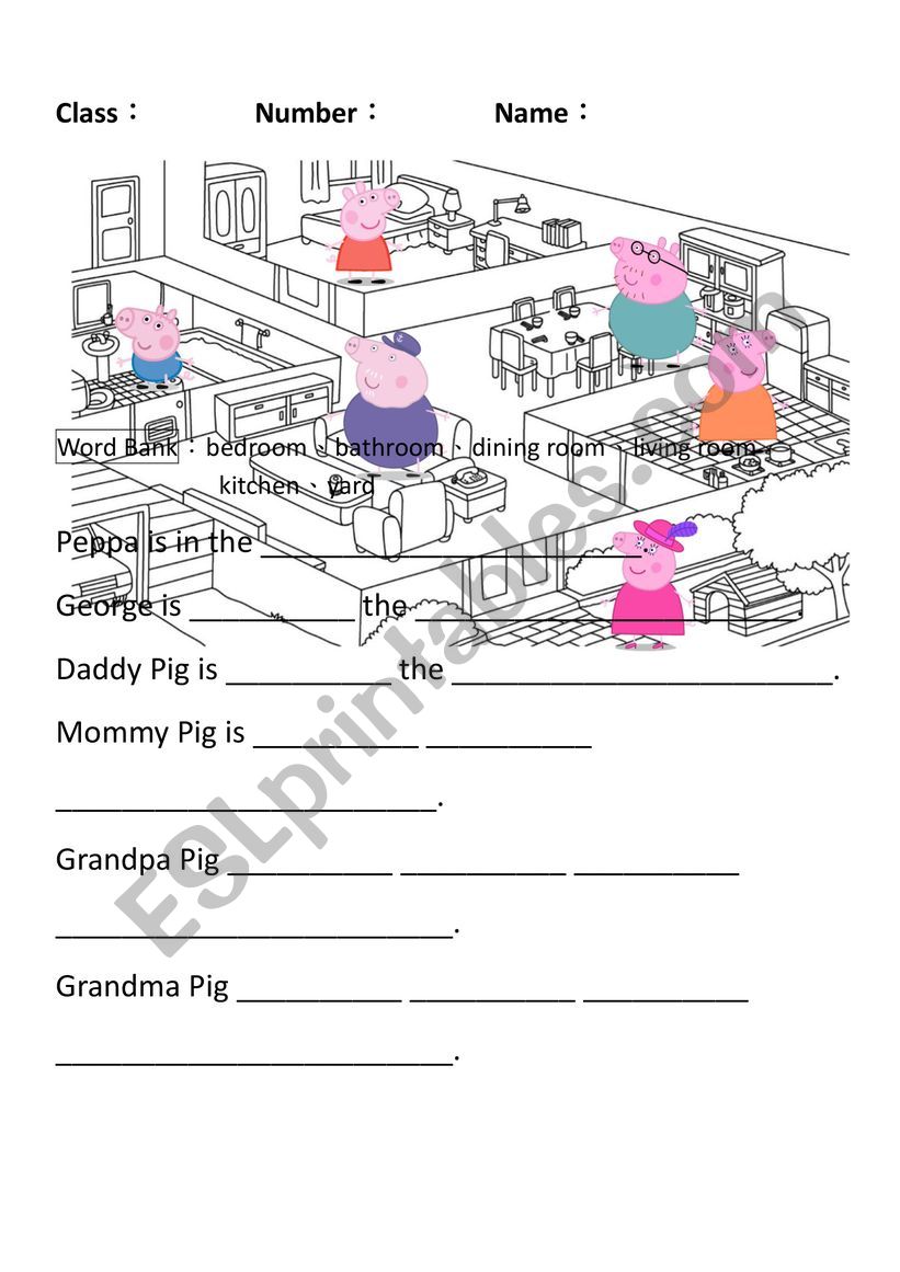 Where is Peppa Pig? worksheet