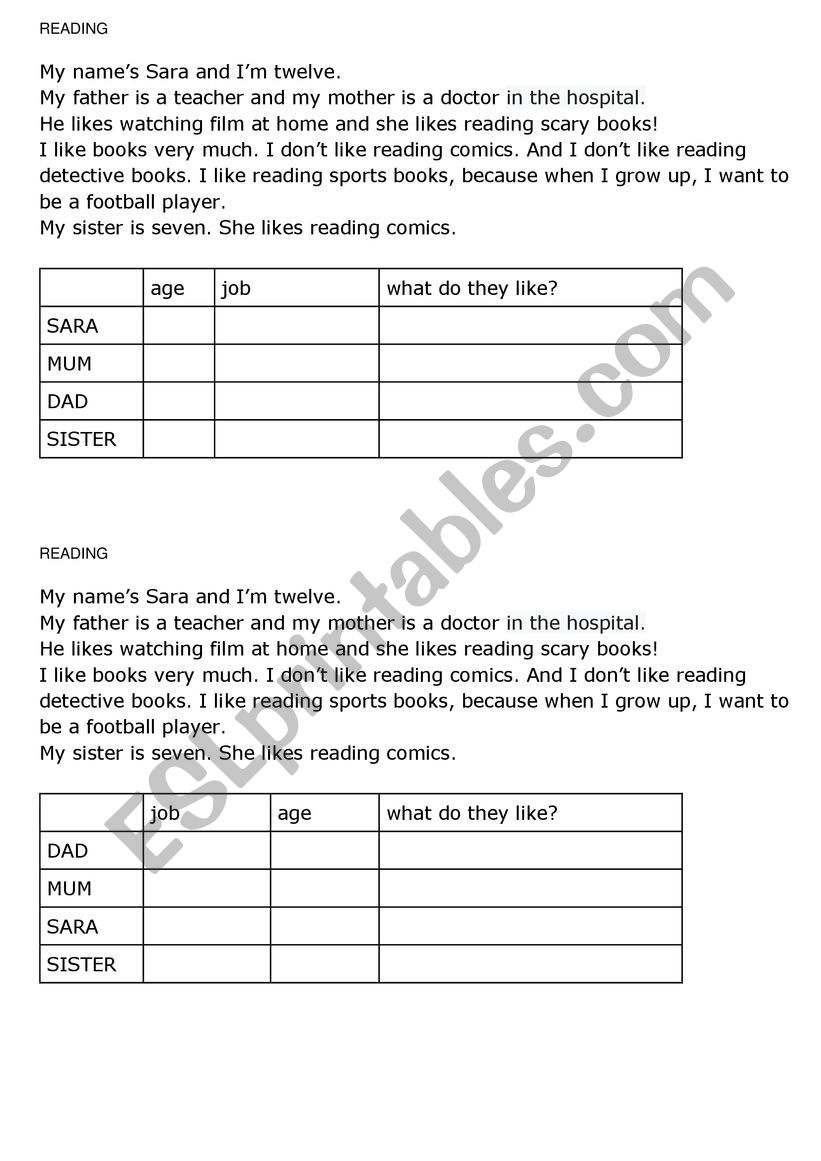 READING-comprehension worksheet