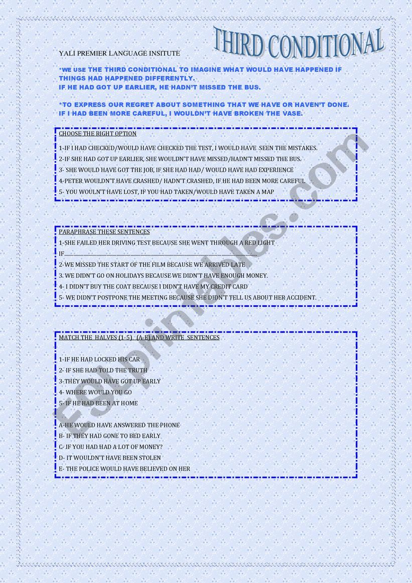 Third Conditional worksheet