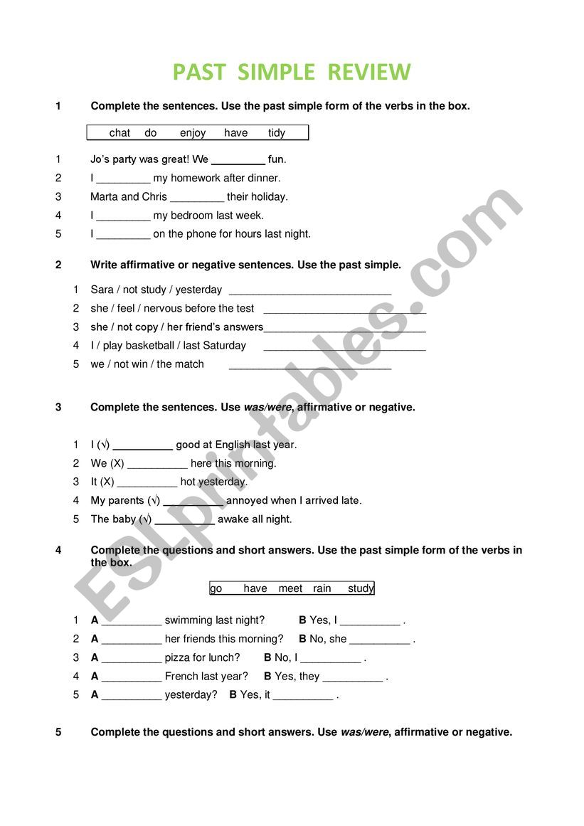 Simple Past worksheet