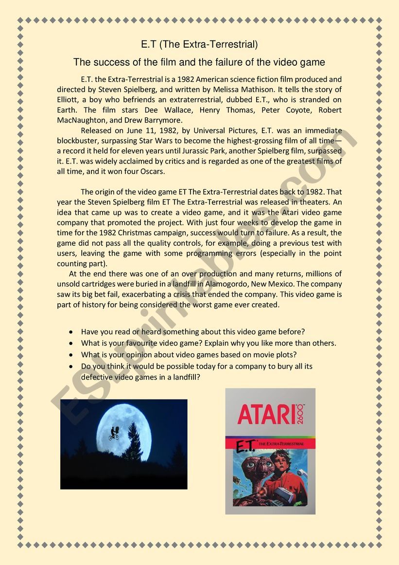 E.T The success of the film and the failure of the video game