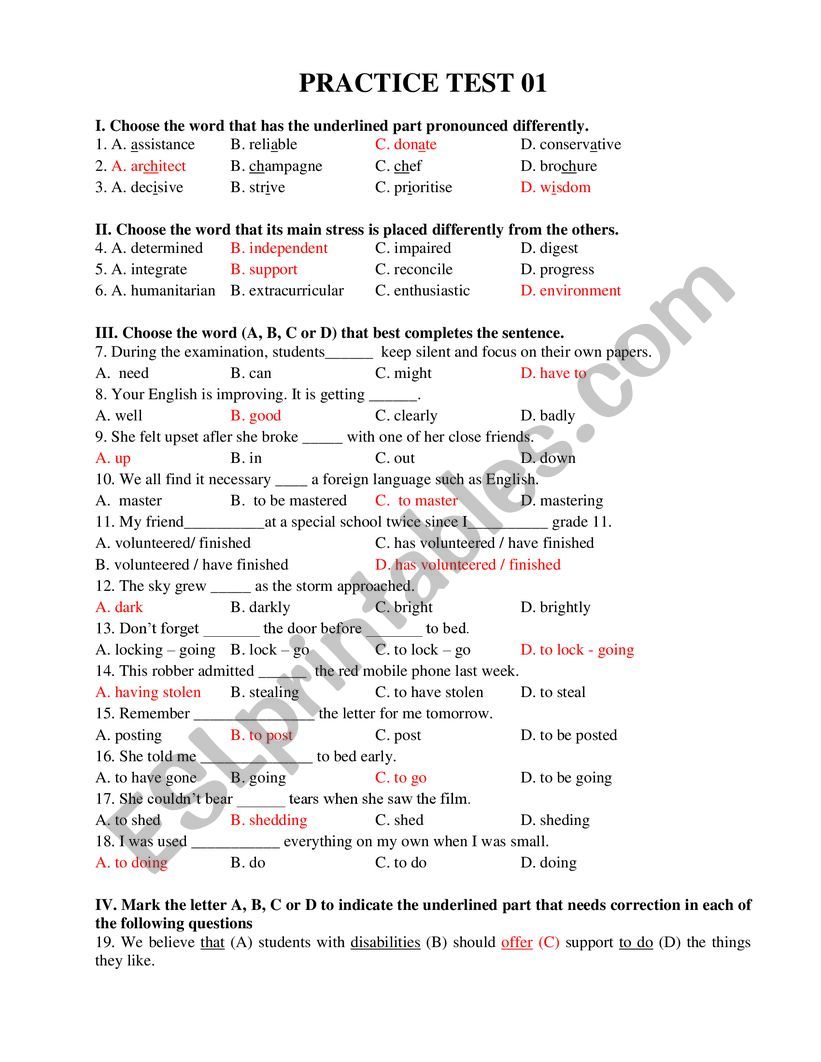 Test Grade 11 ESL Worksheet By Hazel 211