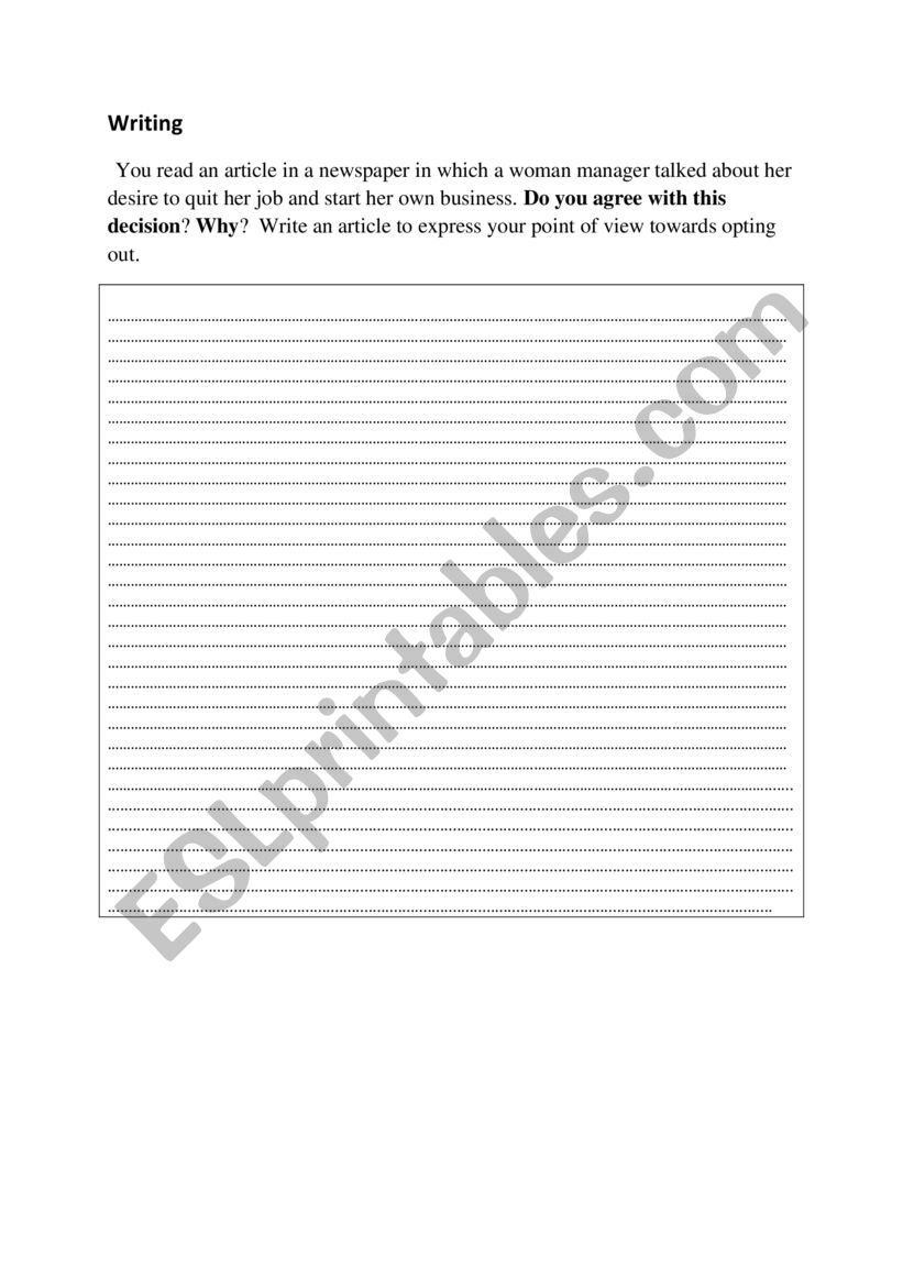 opting out  worksheet
