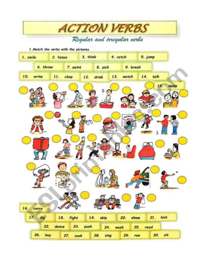 Action verbs worksheet