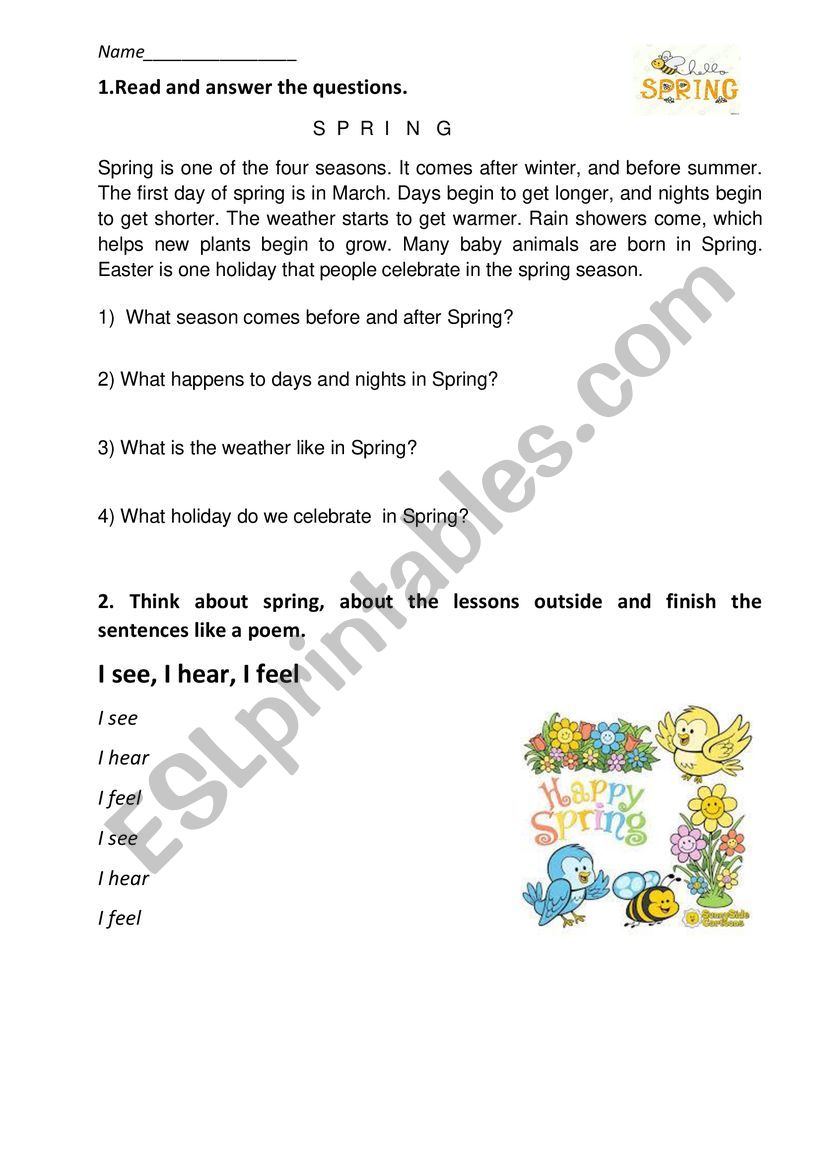 Spring worksheet