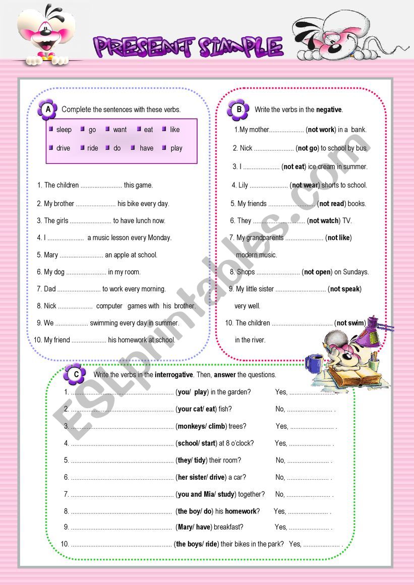 PRESENT SIMPLE worksheet