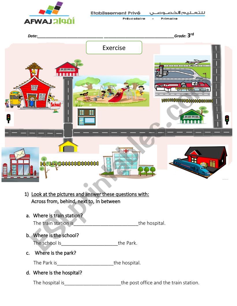 Peposition of place worksheet