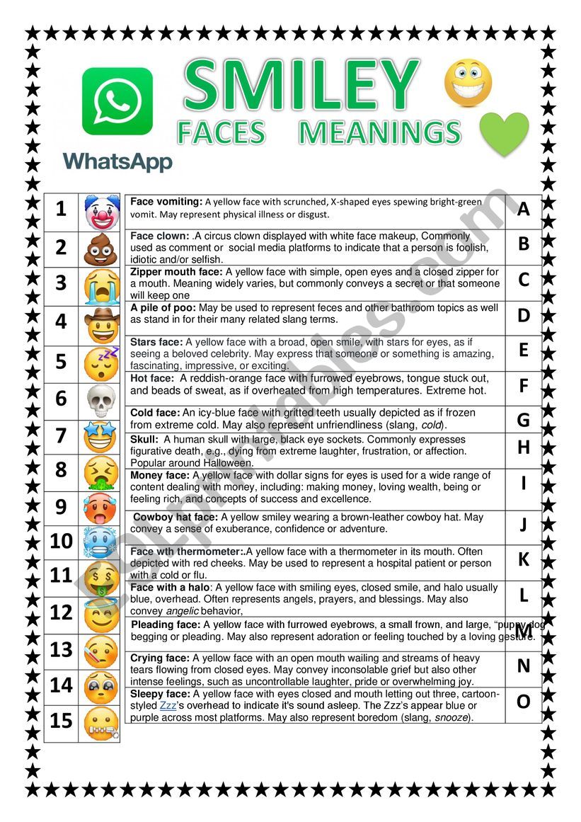 SMILEY FACES 2 MEANINGS WITH SOLUTION