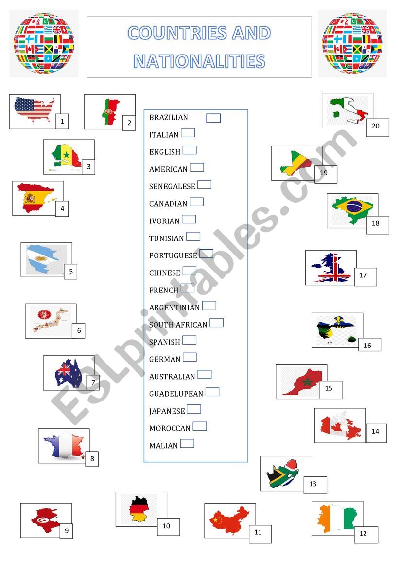 nationalities worksheet