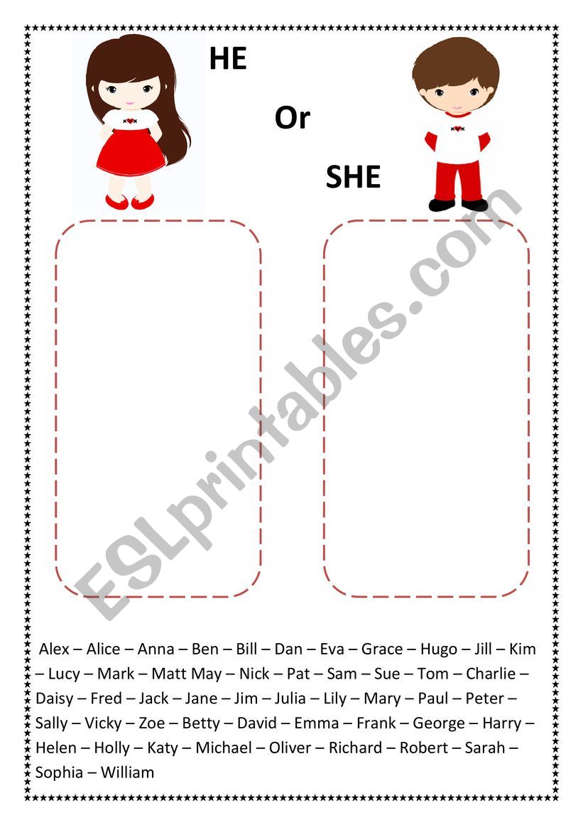 He or She worksheet