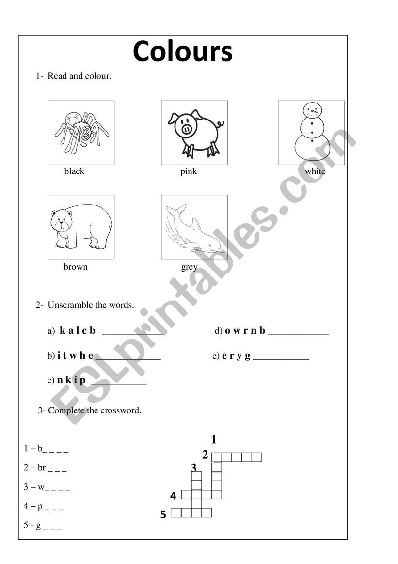 colours worksheet