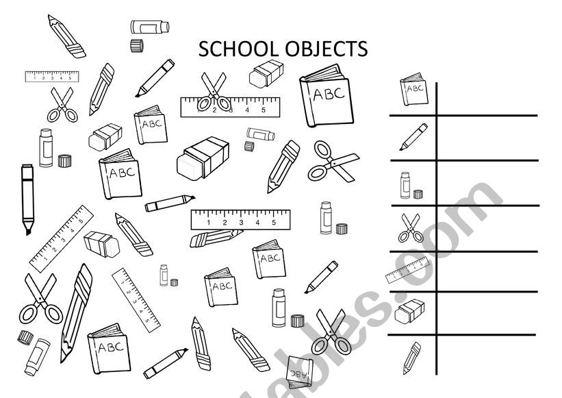 School Objects worksheet