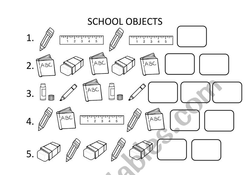 School Objects worksheet