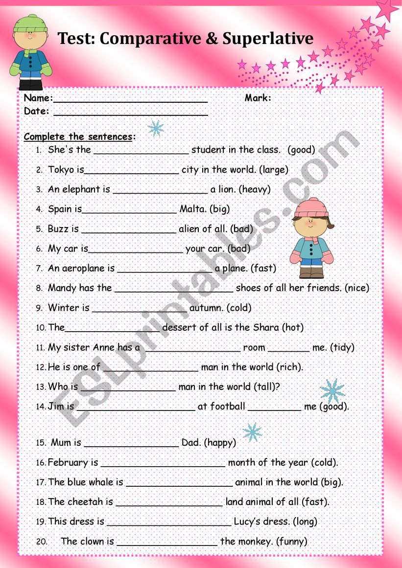 Test: Comparative& Superlative