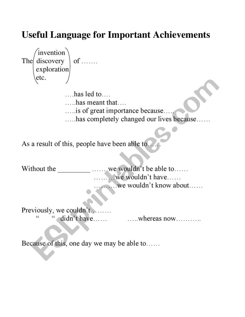 Inventions Language worksheet