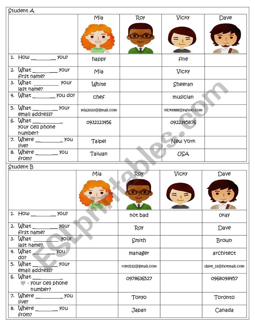 Basic Information worksheet