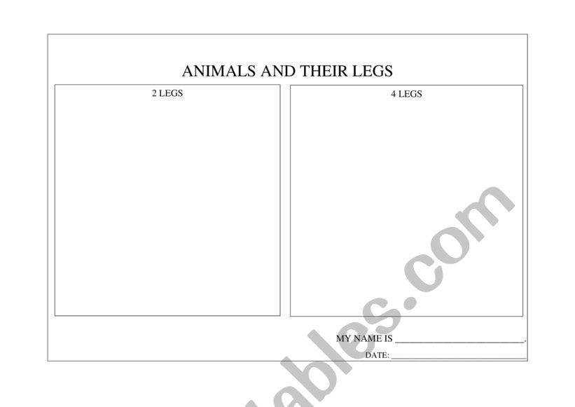 Animals and Legs worksheet