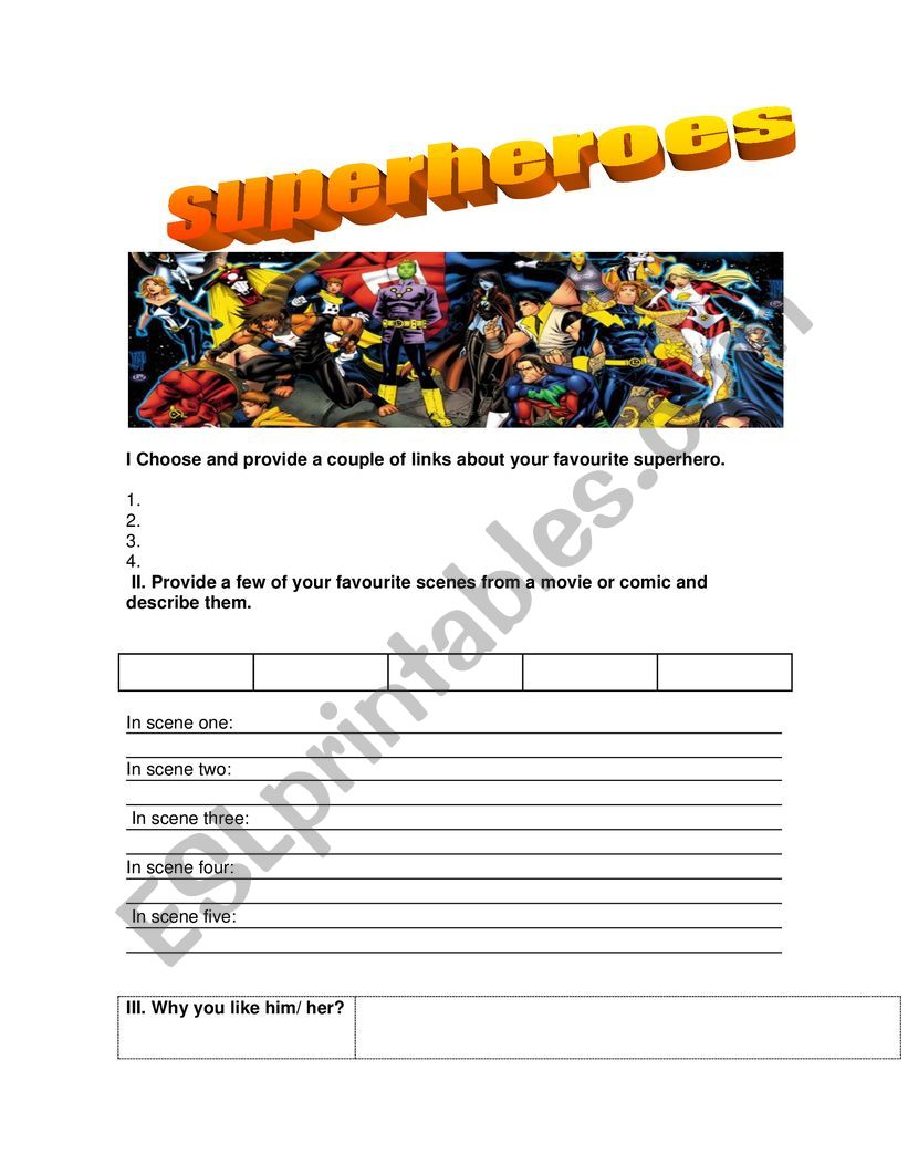 My Favorite Superhero worksheet