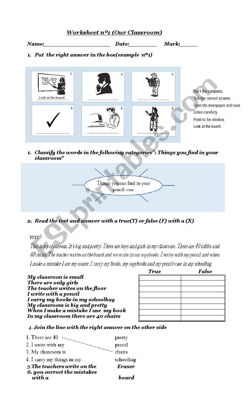 our classroom worksheet