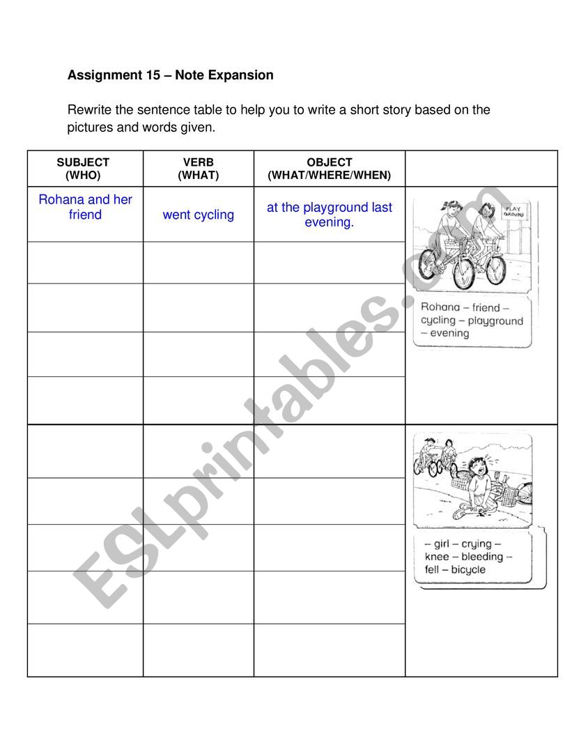 Sentence Construction worksheet