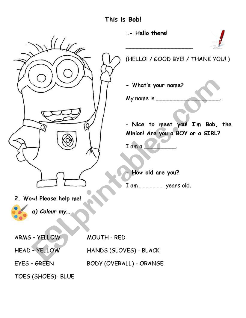 MEET BOB worksheet