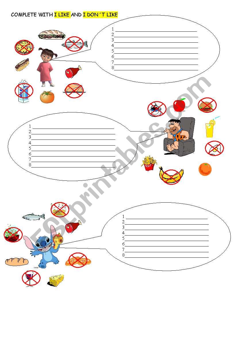 FOOD - LIKE worksheet