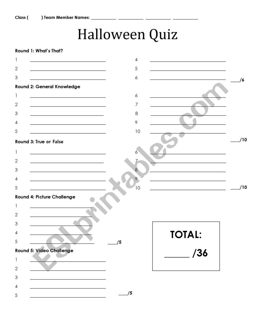 Halloween worksheet