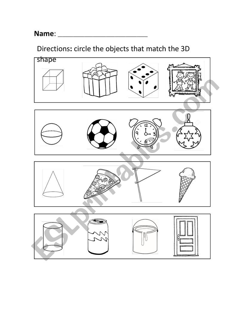 3D Shapes worksheet