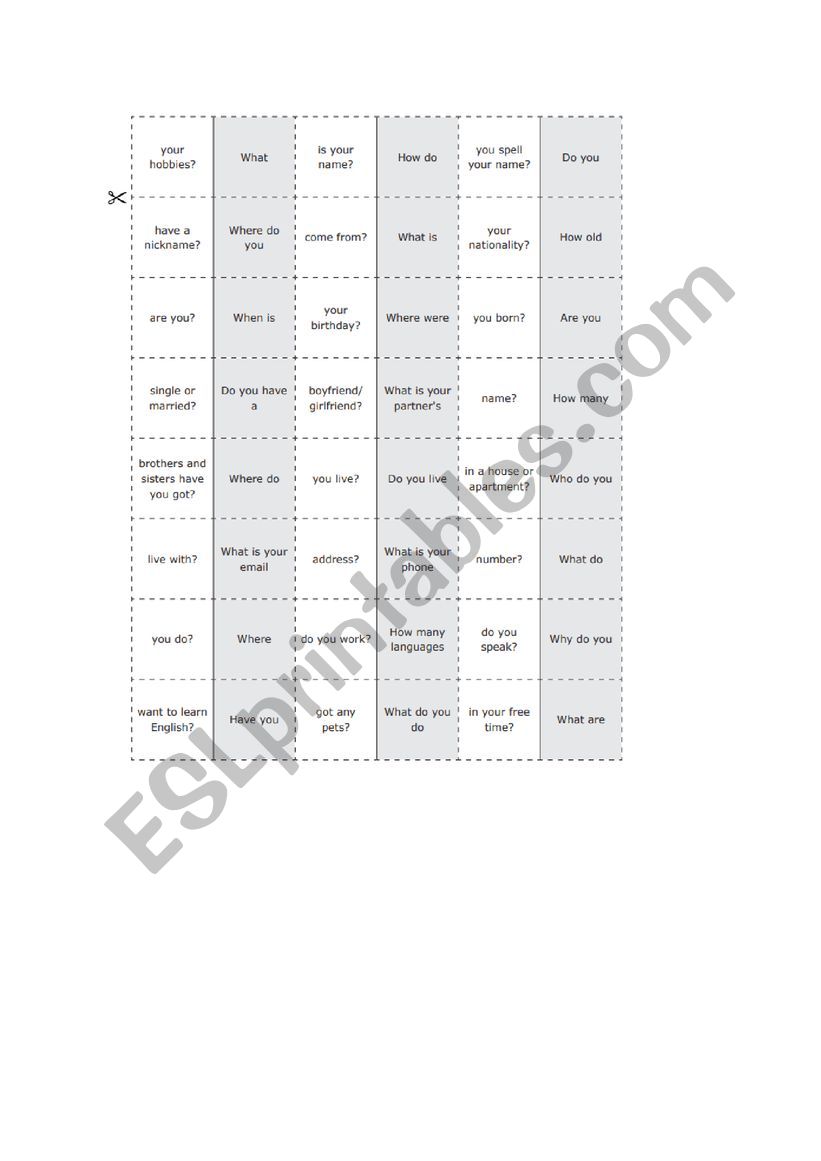 questions for interview worksheet