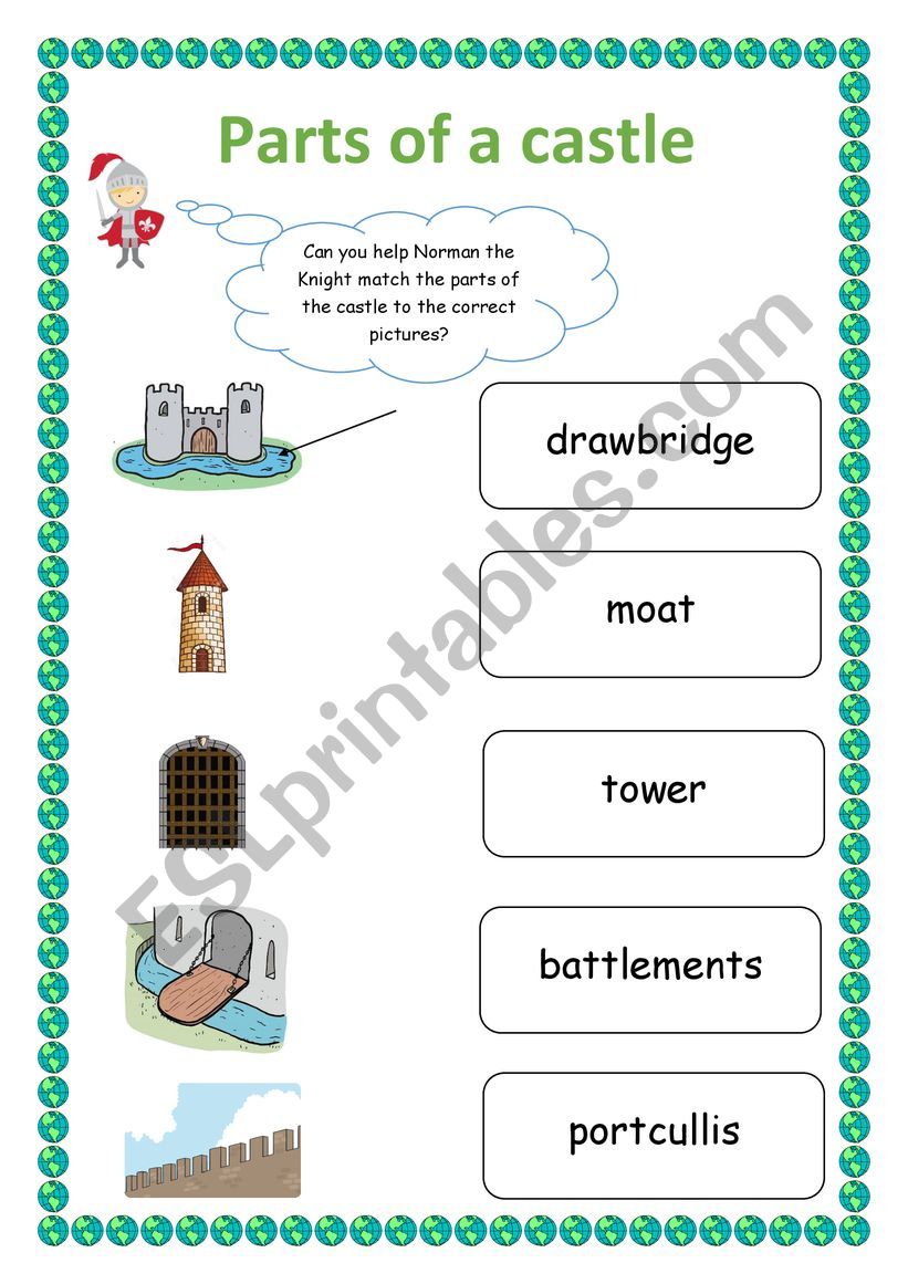 Parts of a castle worksheet