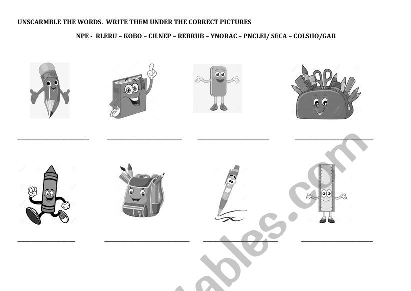 SCHOOL OBJECTS worksheet