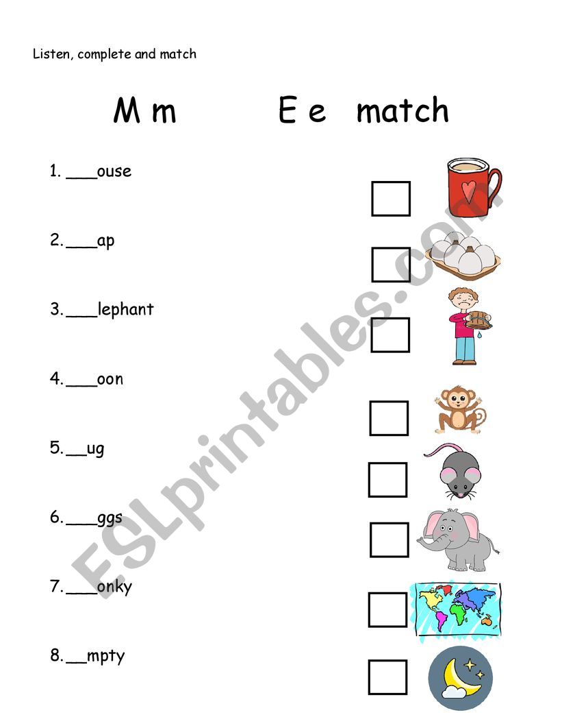 lketter m and e worksheet