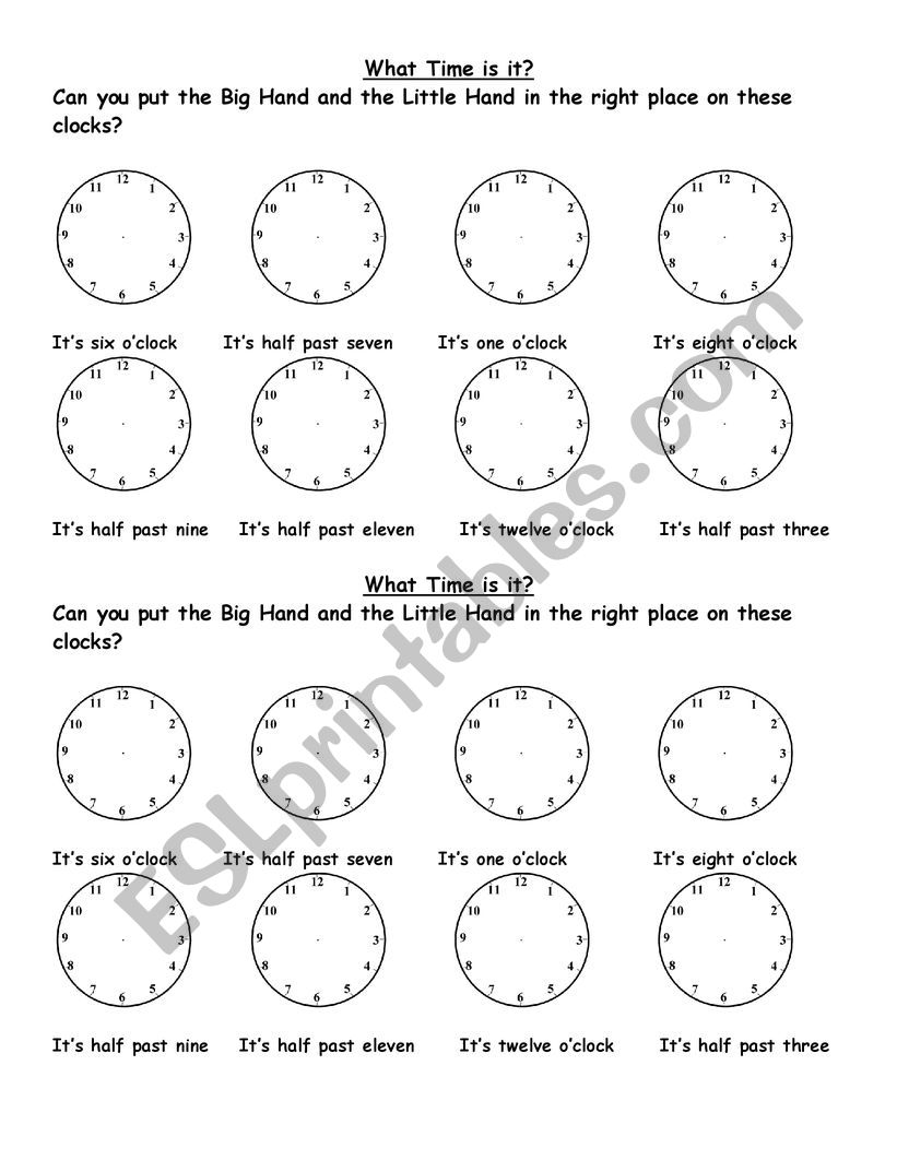 WHAT TIME IS IT? worksheet