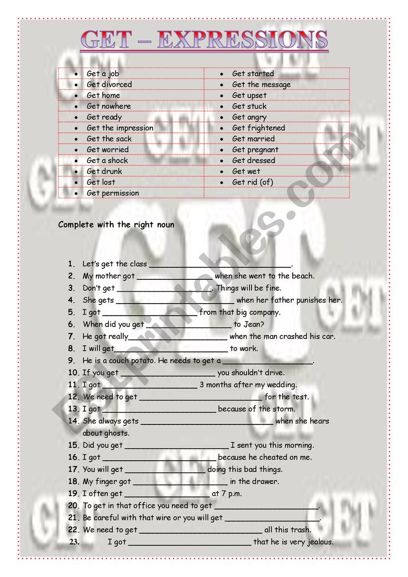 Get expressions worksheet