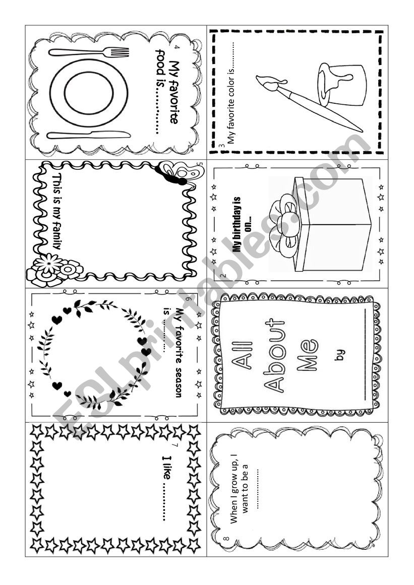 All About Me worksheet